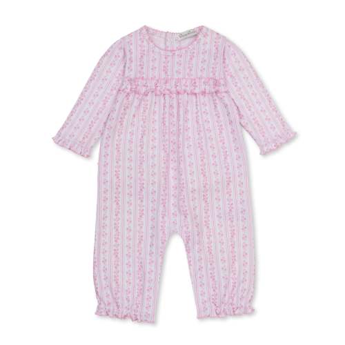 Watercolor Floral Stripes Pink Ruffle Playsuit