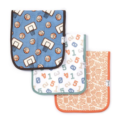 Copper Pearl Baby Boys Dunk Basketball Print Burp Cloths 3-Pack
