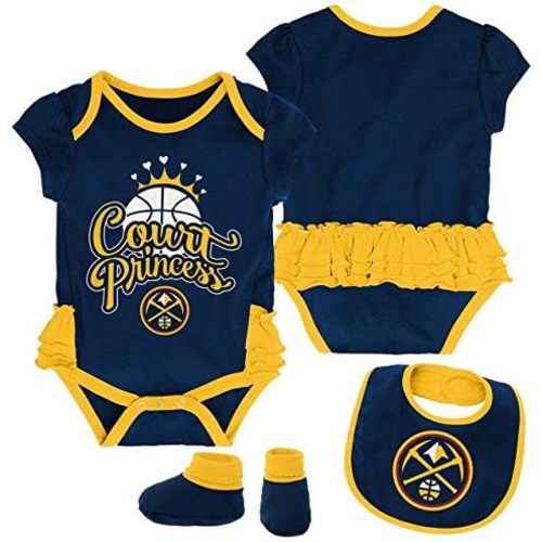 Outerstuff NBA Newborn Infants Mini Trifecta 3 Piece Creeper, Bib and Bootie Bodysuit Set