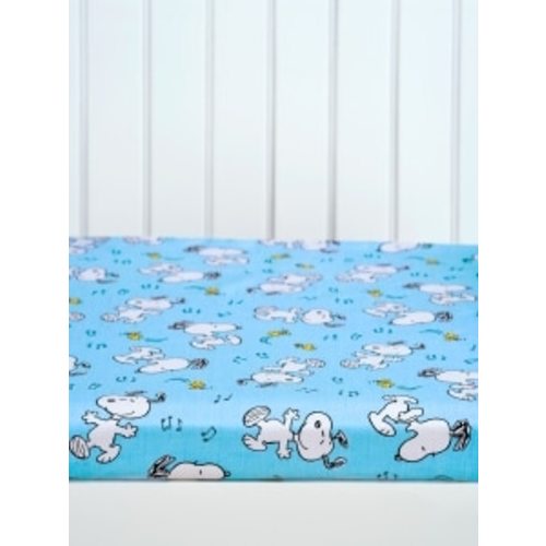 Dancing Snoopy and Woodstock Portuguese Cotton Percale Crib Sheet