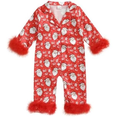 woshilaocai Baby Girl Button Down Romper Bow Strawberry Fuzzy Cuff Long Sleeve Jumpsuit Spring Summer Clothes