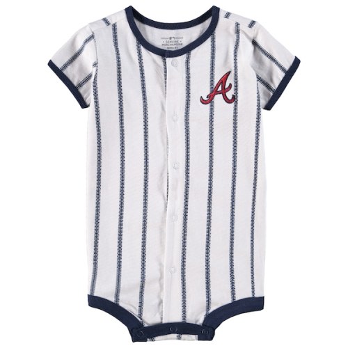 Infant Atlanta Braves White Pinstripe Power Hitter Coverall