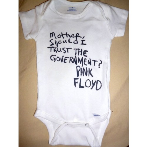 Pink Floyd "Mother, Should I Trust The Government?" Baby Onesie ® Bodysuit Snapsuit Tshirt Infant Baby Shower Creeper 60s Music 3,6,12,18,24