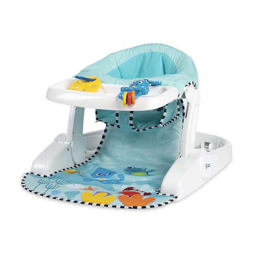 Baby Einstein Unisex Sea of Support 2 in 1 Sit Up Floor Seat with Soft Seat Pad, Store Tray, and Sea of Sensory Details, Multicolor
