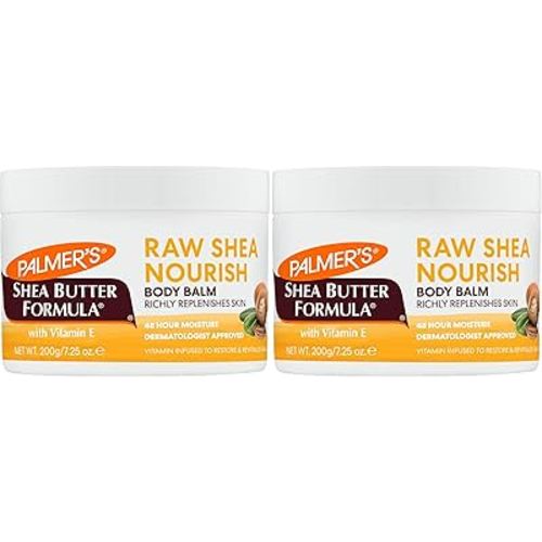 Palmer's Shea Butter Formula Raw African Shea Butter Balm, Nourishing Body Moisturizer for Rough, Dry Skin, 7.25 Ounces (Pack of 2)