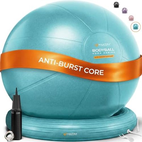 Yoga Exercise Ball Chair for Office Desk with Base, Ideal for Pregnancy, Birthing, Stability Exercises & Fitness. Swiss Stability Birth Ball for Labor, Gym & Workouts.