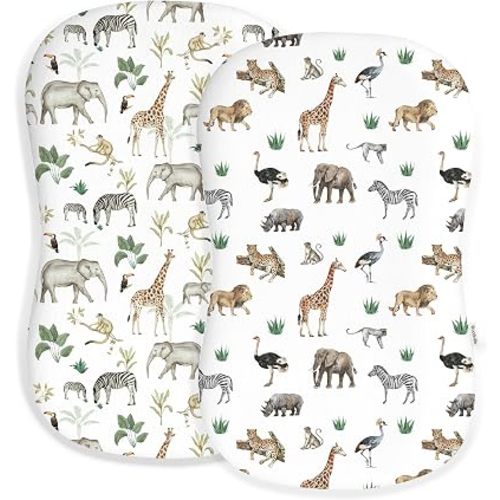 Baby Lounger Cover for Boys and Girls, Soft Breathable Polyester Cover, Fits Most Lounger Pillows, Cute Patterns, Durable and Machine Washable (Jungle Journey, Zipper)