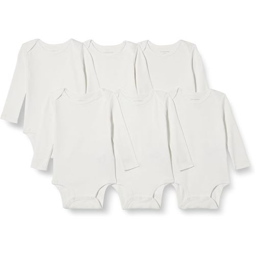 Amazon Essentials Unisex Babies' Long-Sleeve Cotton Bodysuits, Pack of 6