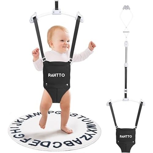 PAHTTO Baby Door Jumper with Soft Rug, Durable Toddler Bouncer with Adjustable Height-Funny Baby Walking Harness, Protable Baby Doorway Jumper for Indoor/Outdoor