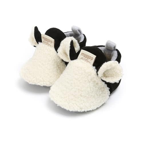 AKINGIO Baby Boys Girls Cotton Booties Non Skid Soft Sock Boots Infant Slippers Newborn First Walker Crib Shoes