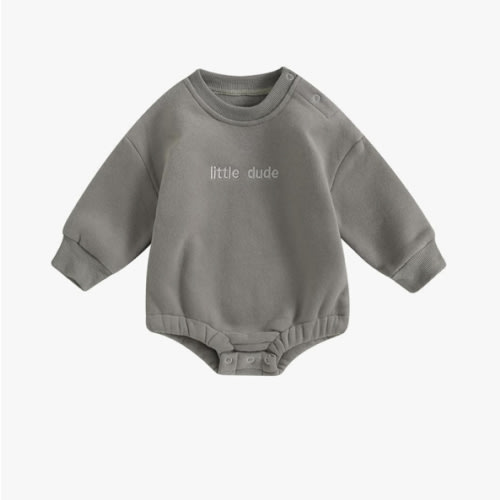 VISGOGO Newborn Infant Baby Boy Girls Oversized Romper Little Dude Sweater Onesie Coming Home Outfit Neutral Clothes