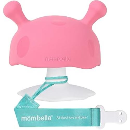 Baby Teething Toys for 3-12 Months+,Silicone Mombella Baby Teether with Suction Base,Soft & Easy to Grasp for Teething Relief,Safe & Comfortable Teether Toys for Sucking Needs,BPA Free (Pink)