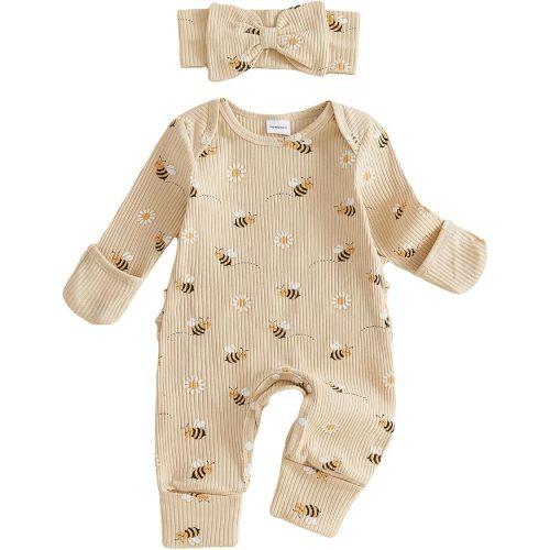 FYBITBO Newborn Baby Girls Clothes Fall Winter Going Home Outfit Headband