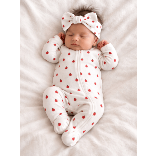 Ladybug / Organic Pointelle 2-Way Zip Footie