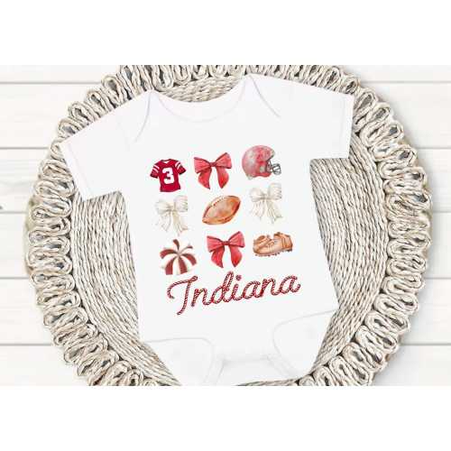 Indiana Bow Youth Shirt, Football Bow, Coquette Football, Kids Indiana Shirt, Kids Game Day Shirt, Indiana Football, Gift for Fan, IN