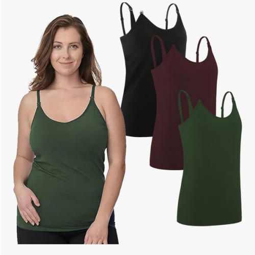 Under Control Nursing Cami Tank Tops for Breastfeeding Women Nursing Tops Maternity Shirts, Camisoles with Built in Bra 3Pack