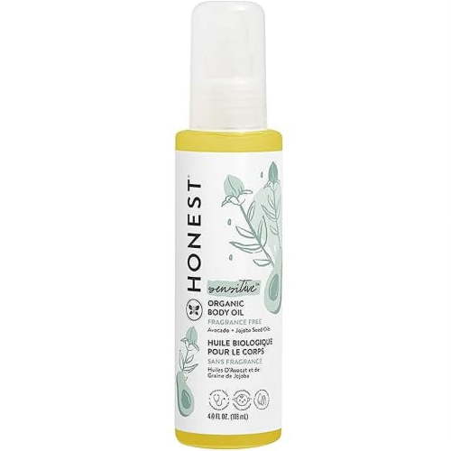 The Honest Company Organic Body Oil | Gentle for Baby | Fragrance Free, Plant-Based, Hypoallergenic | 4.0 fl oz