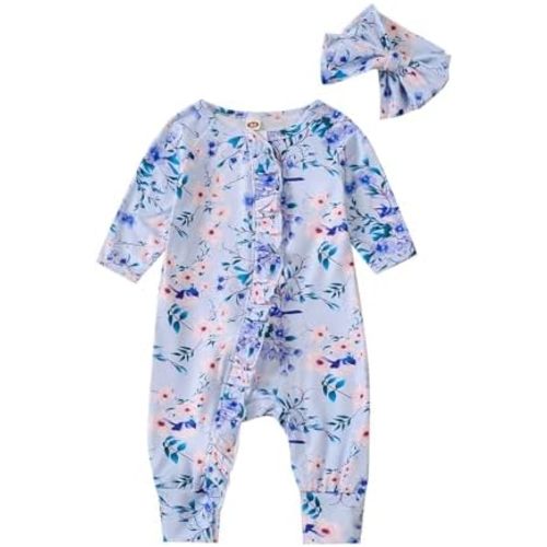 Aoswep Cute Floral Floral Print Long Sleeve Infant Newborn Baby Girl Clothes Baby Girl Jumpsuit