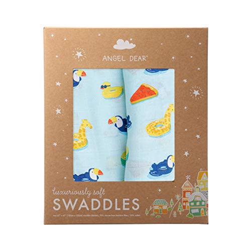 Angel Dear Floaties Swaddle Blanket Blue 2 Pack