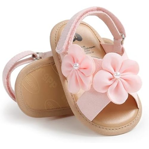 Infant Baby Girls Summer Sandals with Flower Bowknot Soft Sole Wedding Dress Flats Newborn First Walkers Crib Dress Shoes
