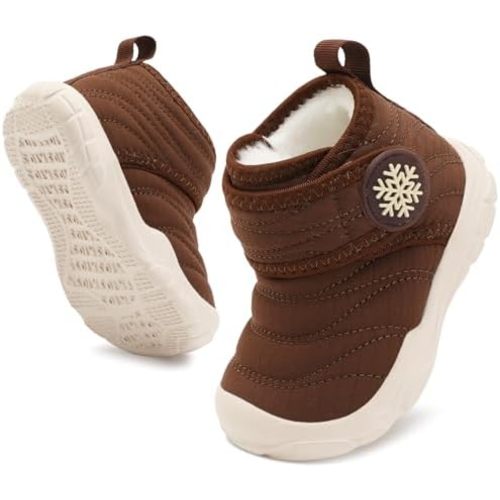 BARERUN Barefoot Baby Boys Girls Boots Warm Winter House Shoes for Toddler Girls Boys Waterproof Fleece Kids Snow Boots Faux Fur Infant Booties Walking Shoes for Indoor Outdoor