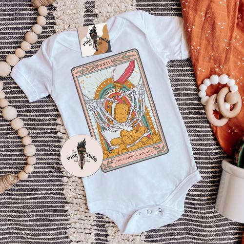 The chicken nugget Tarot Card Bodysuit, The nugget tarot card Bodysuit, chicken nugget bodysuit, funny chicken nugget baby gift