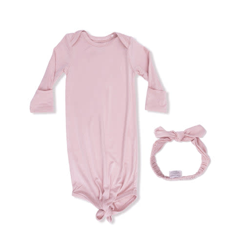 Solid Peachskin - Knotted Gown and Headband – Angel Dear