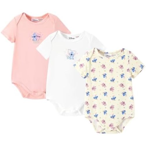 Disney Marvel Stitch Princess Ariel Mickey & Minnie 3 Pack Infant Newborn Bodysuits Soft Bamboo Viscose Baby Clothes