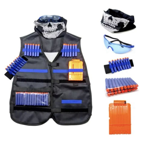 Kids Tactical Vest Kit Nerf Guns Series Refill Darts Reload Clips Tactical Mask