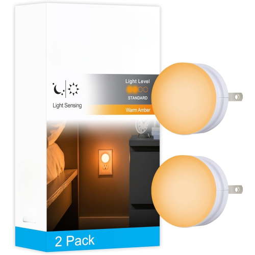 Night Light, Dusk-to-Dawn Sensor, Sleep Light, Dim Light, Warm Amber, Compact, Ideal for Bedroom, Nursery, Bathroom, Hallway