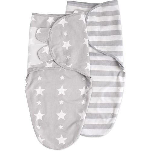 Soarwg Kids Baby Swaddle, Organic Baby Swaddles 0-3 Months, Swaddle Blanket, Swaddle Sack, Adjustable Newborn Infant Swaddle for Boy and Girls, Gray 2 Pack Small