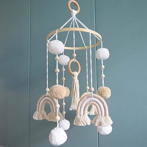 Neutral Boho Rainbow Baby Mobile for Crib Mobile Nursery DéCor