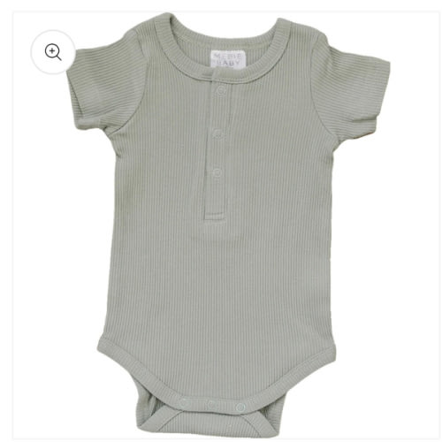 Sage Organic Cotton Ribbed Snap Bodysuit – Mebie Baby