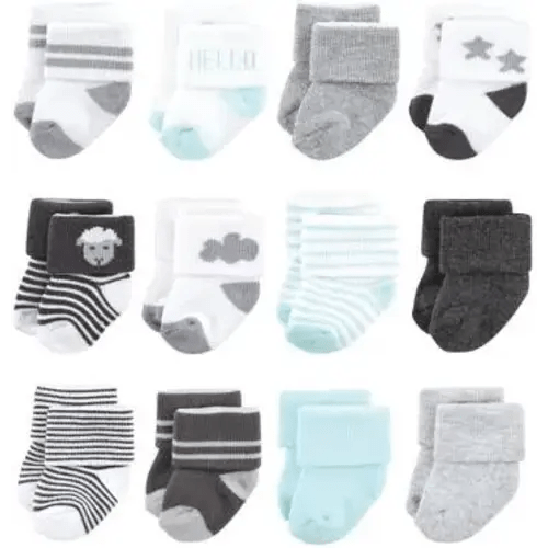 Hudson Baby Basics Infant Baby Cozy Terry Baby Socks (12-Pack)