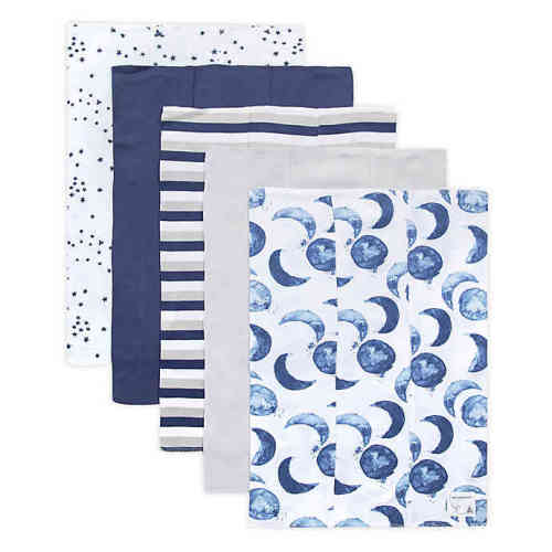 Burt's Bees Baby® 5-Pack Hello Moon Organic Cotton Burp Cloths in IndigoBurt's Bees Baby® 5-Pack Hello Moon Organic Cotton Burp Cloths in Indigo