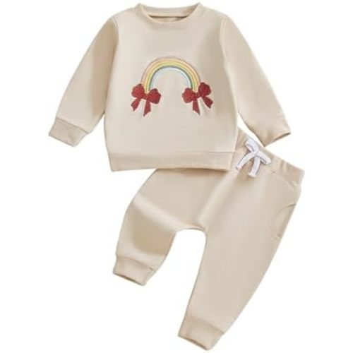 Infant Baby Girls Clothes Toddler Long Sleeve Crewneck Bowknot Sweatshirts Jogger Pants 2Pcs Fall Winter Outfits