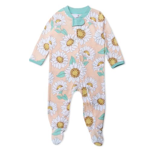 HonestBaby Sleep & Play Footed One-Piece Pajama Sleeper 100% Organic Cotton, Baby Girls