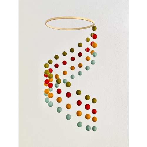 Colorful felt wool ball mobile, pom pom mobile, felt pom pom mobile, felt ball mobile, minimalist mobile, boho nursery decor