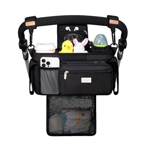 TOPDesign Baby Stroller Organizer, Stroller Caddy (Black)