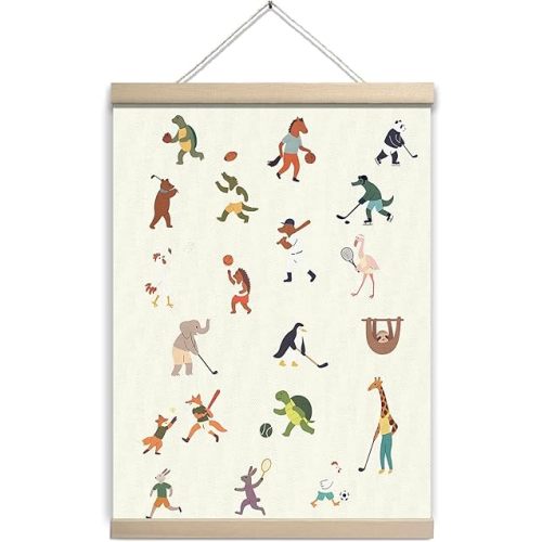 UTELKA Vintage Golf Wall Art, Cute Sport Decor Wall Decor for Woodland Nursery Decoration, Vinatge Animal Sport Nursery Decoration Hanging for Classroom Playroom Gifts for Boys Toddlers Kids 12x16