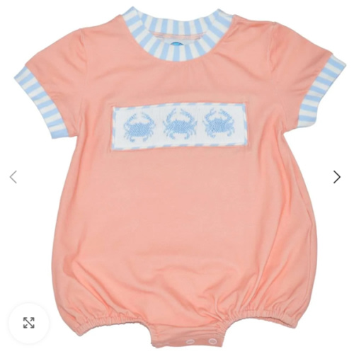 Hand Smocked Blue Crab Bubble