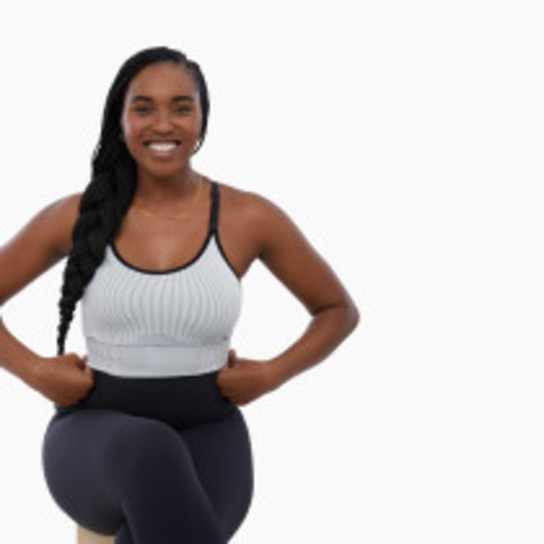 Ingrid and Isabel Seamless Nursing Sports Bra - Black White Combo, L