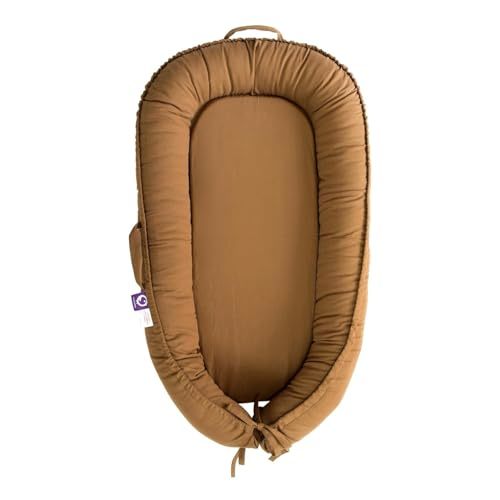 CooCooBaby Infant Lounger, Baby Nest Cover for Baby Girls & Boys, Newborn Essentials for Baby 0-18 Months, 100% Cotton Breathable (Golden_Brown)