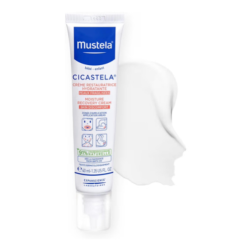 Mustela Cicastela Moisture Recovery Cream - Multipurpose Baby Ointment for Skin Discomfort - with Natural Avocado & Hyaluronic Acid - Fragrance-Free - 1.35 fl. Oz