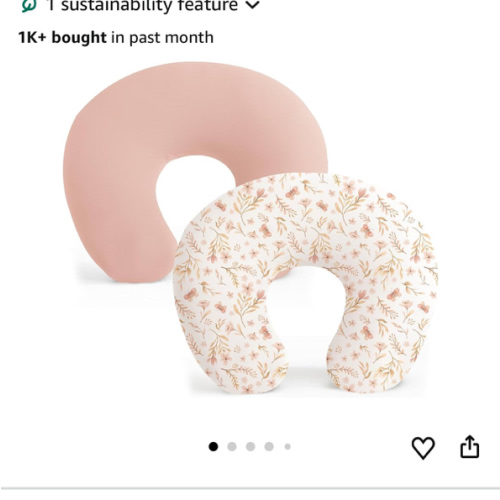 Konssy 2 Pack Nursing Pillow Covers, Stretchy and Soft Nursing Cover for Breastfeeding, Pillow Slipcover for Baby Girls Boys Newborn (Pink Spring, Pink)