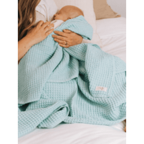 Little Fishies Waffle Blanket - Seafoam