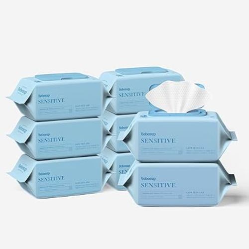 BEBESUP-Korea’s #1 Sensitive Baby Wipes -Hypoallergenic Water-based Unscented Alcohol-Free Extra-Thick Ｏrganic Superfood Extracts Plant- Based for sensitive skin Flip-Top 640 Count (8 Packs)