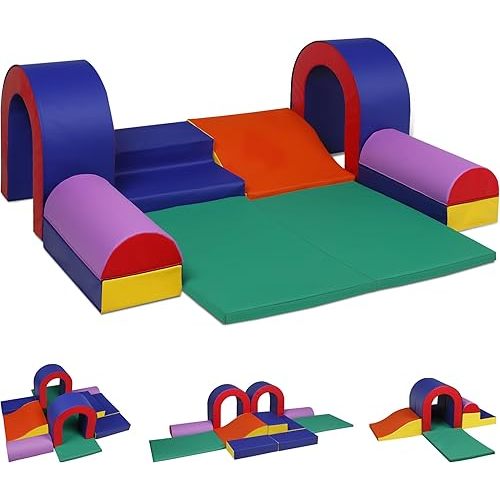 10 Piece Foam Climbing Blocks, Soft Climbing Toys for Toddlers, Lightweight Baby Climbing Gym, Indoor Baby Activity Play Set for Crawling Climbing and Sliding