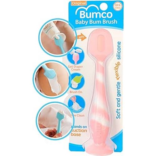 Bumco Diaper Cream Spatula - BPA-free Butt Paste Diaper Cream Applicator, Soft & Flexible Diaper Rash Cream Applicator, Butt Spatula Baby, Mom-Invented Diaper Bag Essentials (Light Pink Swirl)