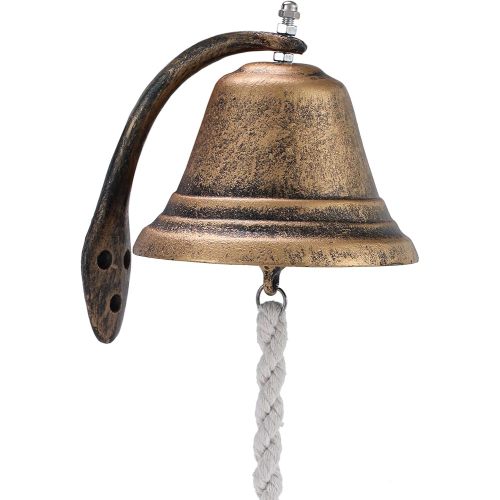 Hanging Dinner Bell with Outdoor Mount, 4.7" Vintage Cast Iron Doorbell, Bell for Door, School, Bar, Church, Ships, Garden & Farm, Playhouse Treehouse Swingset Playset Accessories(S) (Small)
